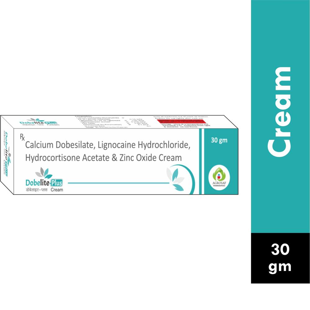 DOBELITE PLUS CREAM - Calcium Dobisilate 0.5% W/w,lignocaine 3 %,hydrocortisone Acetate 0.25 %,zinc Oxide 5 %