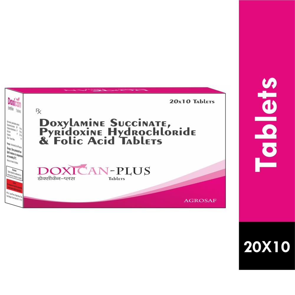 DOXICAN PLUS TABLET - Doxylamine Succinate 10 mg, Pyridoxine Hydrochloride 10 mg & Folic acid 2.5 mg