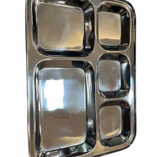 Stainless Steel 5in1 Square Compartment Plate