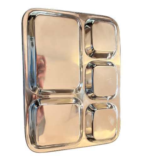 Stainless Steel 5in1 Square Compartment Plate