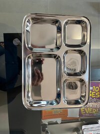 Stainless Steel 5in1 Square Compartment Plate