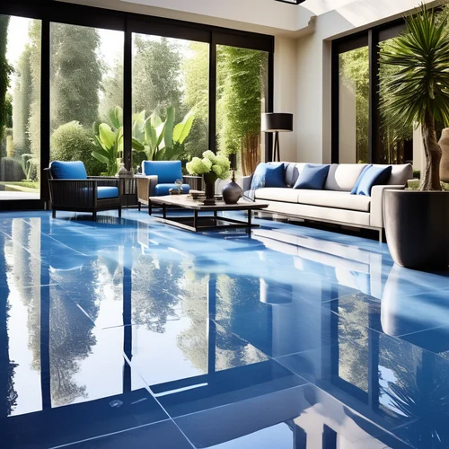 Blue And Green Epoxy Flooring