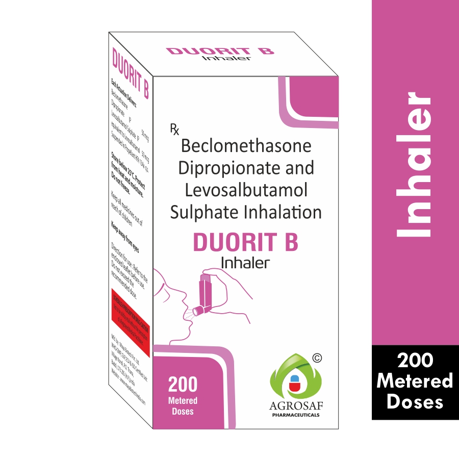 DUORIT B INHALER - LEVOSALBUTAMOL(50MCG) AND BECLOMETHASONE