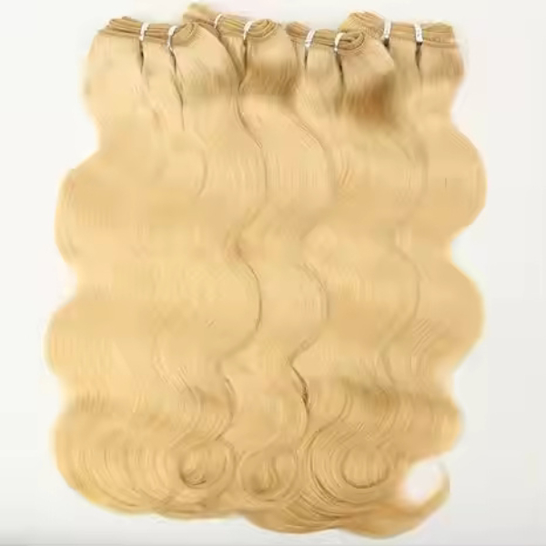 Blonde Wavy Human Hair Extensions Bundles Sew In Weave Weft supplier