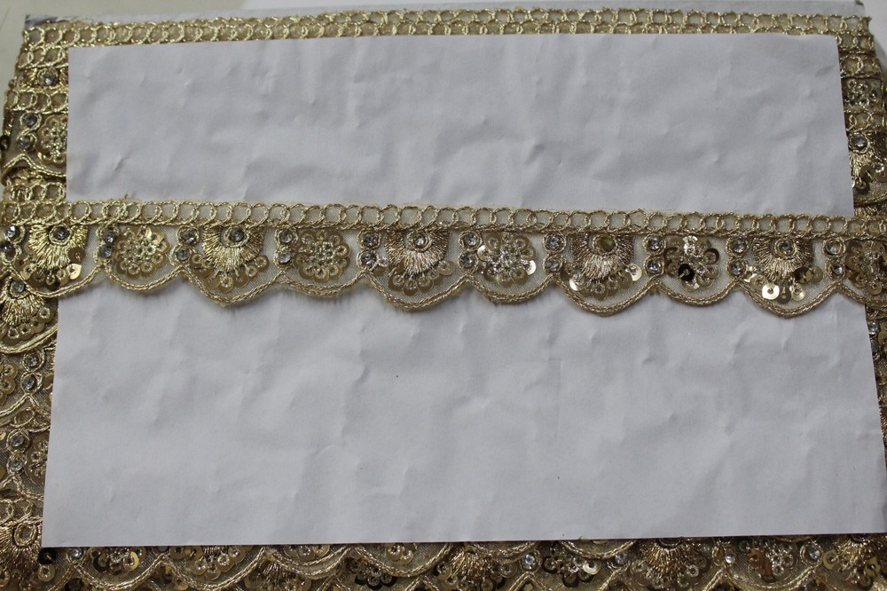Sequence Embroidery Cutwork Lace - Color: Golden