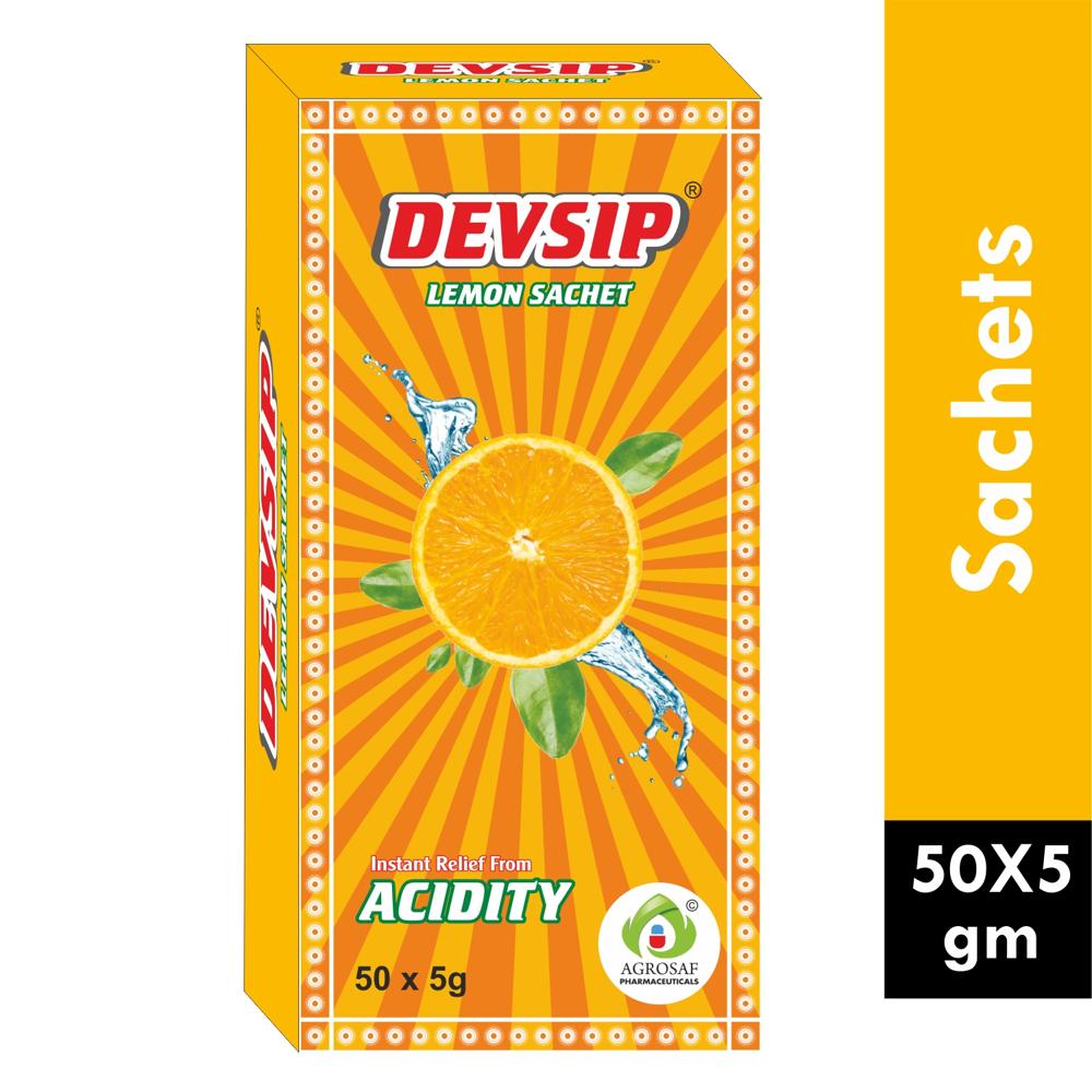 DEVSIP LEMON SACHET - SODIUM BICARBONATE | SVARJIKSARA(SHUDH) MINRA | 2.638GM+CITRUS MEDICA(CITRIC ACID)(NIMBUKAMLAM) FRUIT EXTRACT 2.243GM+MENTHA PIPERITA(MENTHOL)SATVA 1.50MG