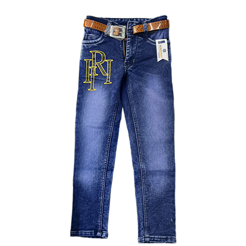 Kids Blue Print Jeans - Age Group: 10-12 Years