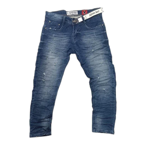 Ripped Mens Regular Fit Dark Blue Jeans