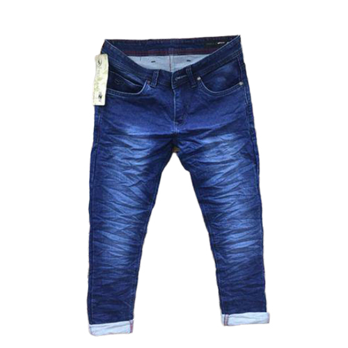 Mens Casual Wear Blue Faded Stretch Jeans