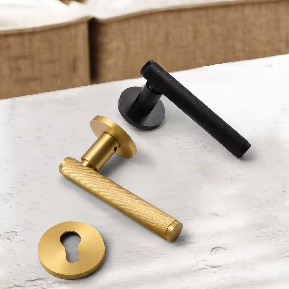 Starlit Knurled Solid Brass Lever Handle | Passage Door Lever | Privacy Door Lever | Wooden Door Lever Handle | Bedroom Door Handle | Suitable for Internal Doors