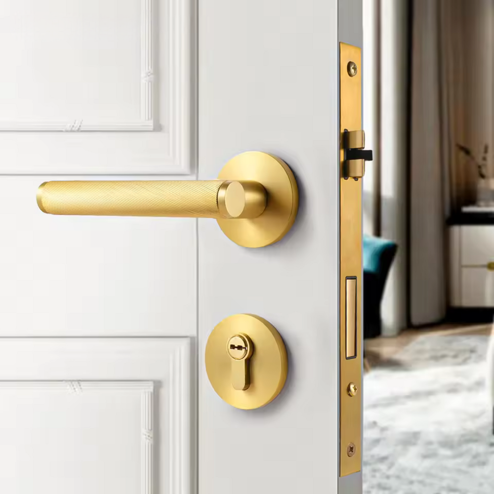 Starlit Knurled Solid Brass Lever Handle | Passage Door Lever | Privacy Door Lever | Wooden Door Lever Handle | Bedroom Door Handle | Suitable For Internal Doors