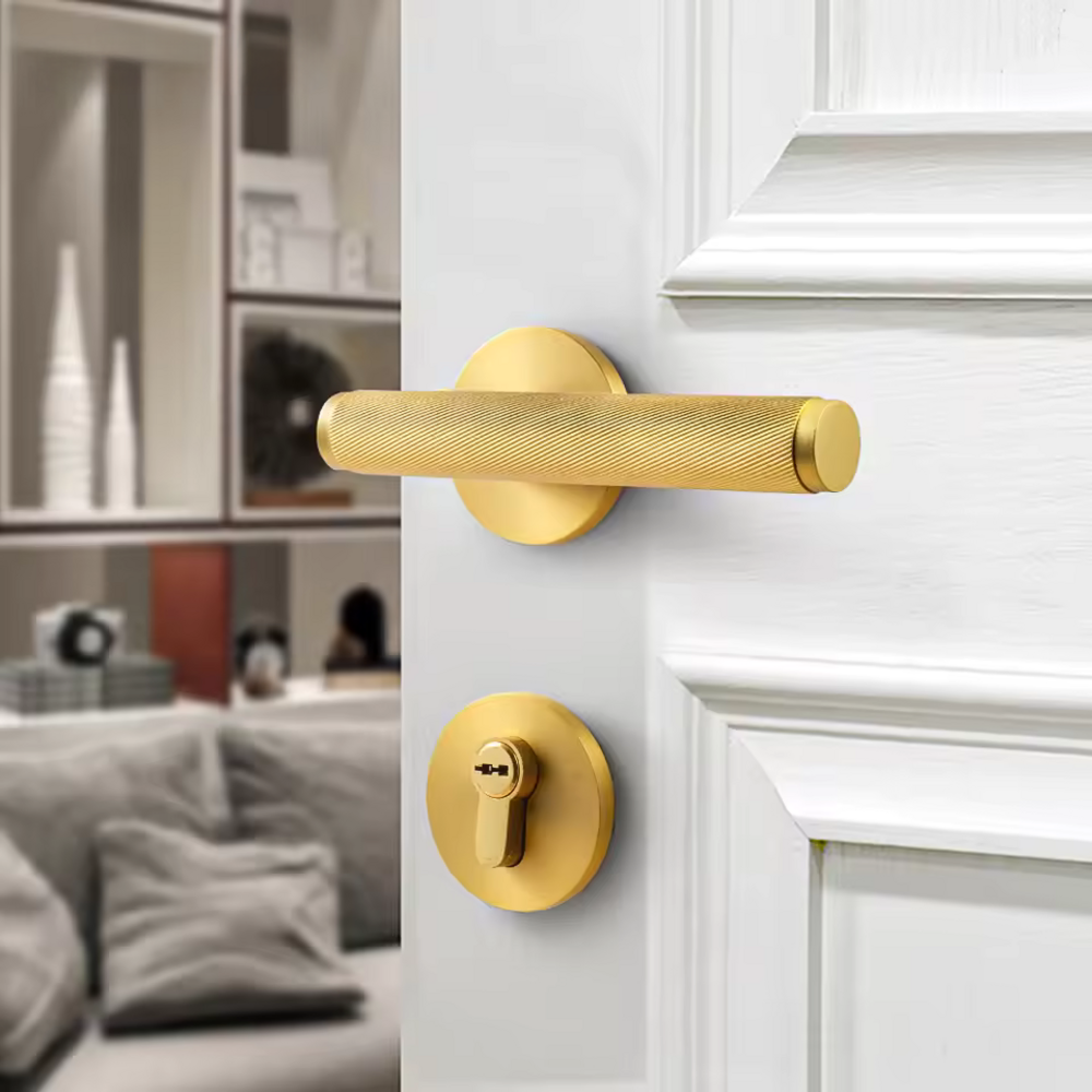 Starlit Knurled Solid Brass Lever Handle | Passage Door Lever | Privacy Door Lever | Wooden Door Lever Handle | Bedroom Door Handle | Suitable For Internal Doors