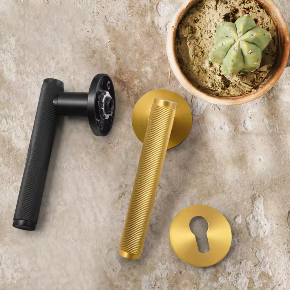 Starlit Knurled Solid Brass Lever Handle | Passage Door Lever | Privacy Door Lever | Wooden Door Lever Handle | Bedroom Door Handle | Suitable For Internal Doors