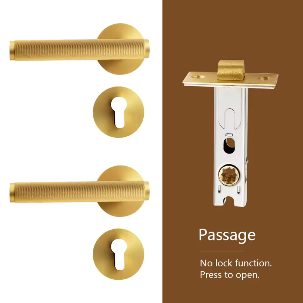 Starlit Knurled Solid Brass Lever Handle | Passage Door Lever | Privacy Door Lever | Wooden Door Lever Handle | Bedroom Door Handle | Suitable For Internal Doors