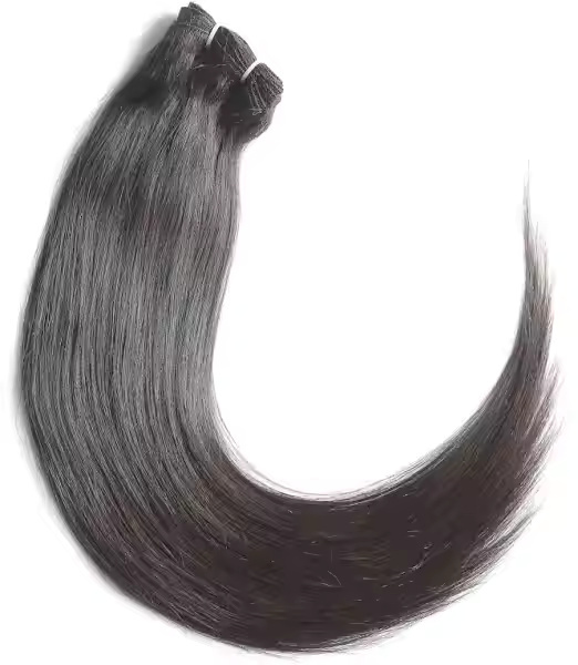 100% Natural Black Color Straight Weft Hair Bundle Temple Remy  Human Hair Extensions