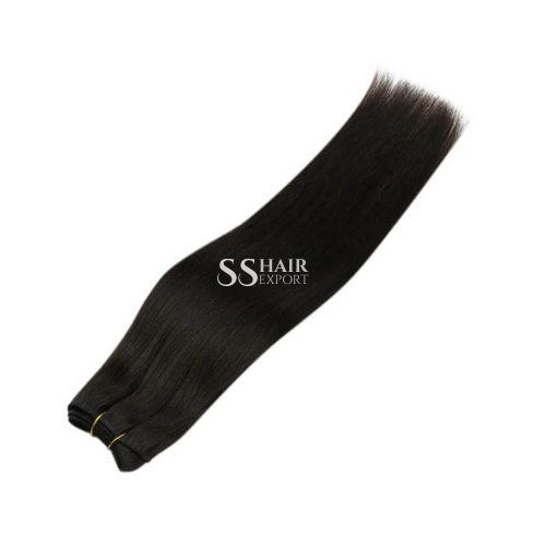 Double Drawn Straight Human Hair Bundles Temple Remy Extensions
