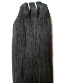 100% Natural Black Color Straight Weft Hair Bundle Temple Remy  Human Hair Extensions