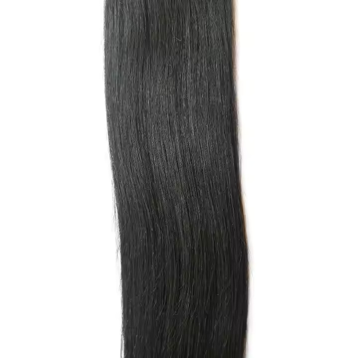 100% Natural Black Color Straight Weft Hair Bundle Temple Remy  Human Hair Extensions