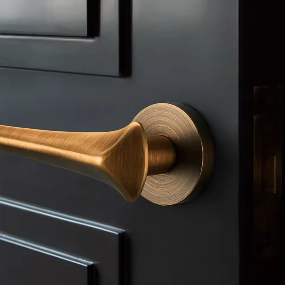 Orbit Solid Brass Lever Handle | Passage Door Lever | Privacy Door Lever | Double Leaf Door Lever | Dunny Door Handle | Door Lock Lever Handle | Suitable For Internal Doors - Color: Matte Gold