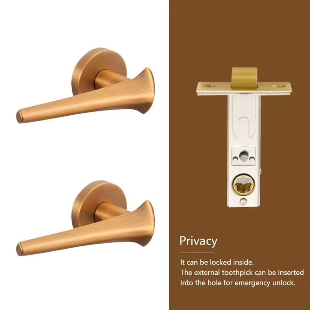 Orbit Solid Brass Lever Handle | Passage Door Lever | Privacy Door Lever | Double Leaf Door Lever | Dunny Door Handle | Door Lock Lever Handle | Suitable For Internal Doors - Color: Matte Gold
