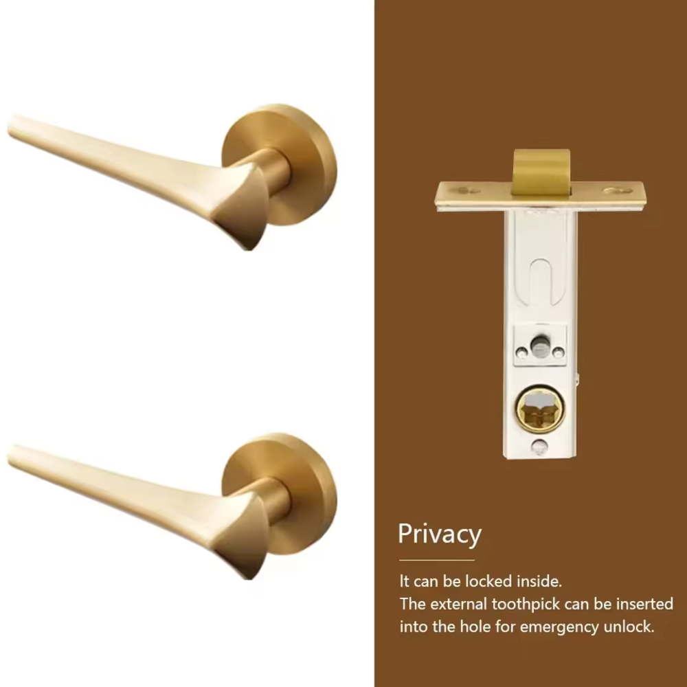 Orbit Solid Brass Lever Handle | Passage Door Lever | Privacy Door Lever | Double Leaf Door Lever | Dunny Door Handle | Door Lock Lever Handle | Suitable For Internal Doors - Color: Matte Gold