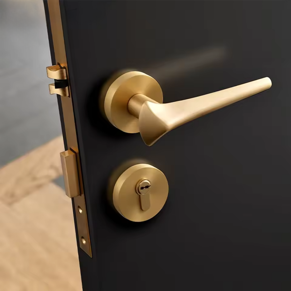 Orbit Solid Brass Lever Handle | Passage Door Lever | Privacy Door Lever | Double Leaf Door Lever | Dunny Door Handle | Door Lock Lever Handle | Suitable For Internal Doors - Color: Matte Gold