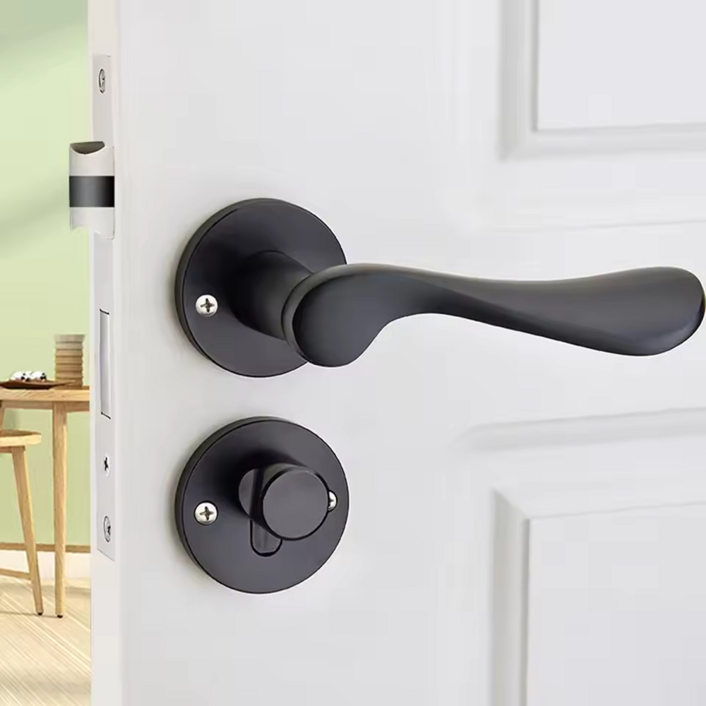 Astraea Solid Brass Lever Handle | Passage Door Lever | Privacy Door Lever | Bedroom Lever Handle | Door Lock Set | Suitable For Internal Doors - Color: Matte Gold