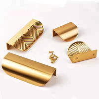 Bloom Brass Lip Pull Handle | Kitchen Cabinet Pull | Concealed Handle | Dresser Handle | Drawer Handle | Wardrobe Handle | Cabinet Pull | Furniture Handle | Nordic Style Handle - Color: Matte Gold