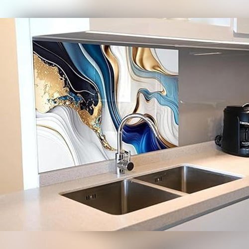 Marble Wall Paper - Blue Brown Marble - Material: Pvc