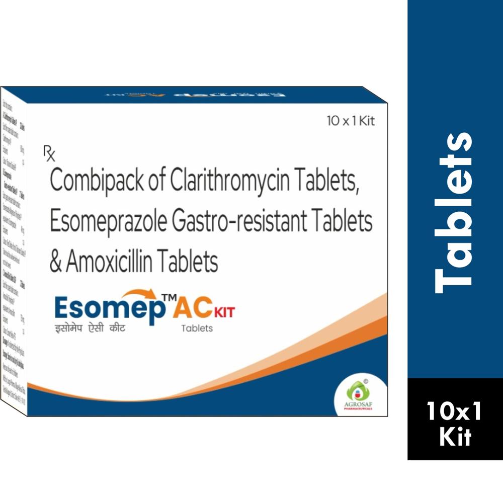 ESOMEP AC KIT TABLET - Esomeprazole 40mg(2 Tablet) + Clarithromycin 500mg(2 Tablet)+amoxycillin 750mg(2 Tablets)