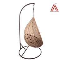 Premium Hanging Swing Chair with Stand | Rattan Wicker Egg Swing with Cushion for Balcony, Patio & Indoor Use