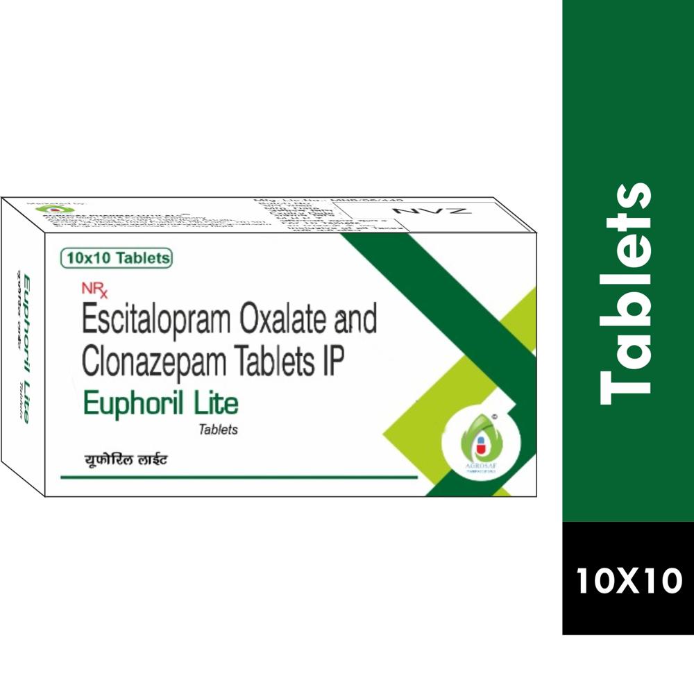 EUPHORIL LITE TABLET - Each Film Coated Tablet Contains: Escitalopram Oxalate Ip Eq To Escitalopram 5mg + Clonazepam Ip 0.5mg + Excipients Q.s. (colour Titanium Dioxide Ip)