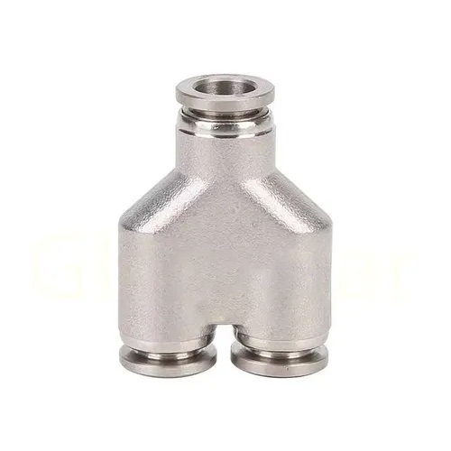 Stainless Steel Air Tube Y Type Connector - Color: Silver