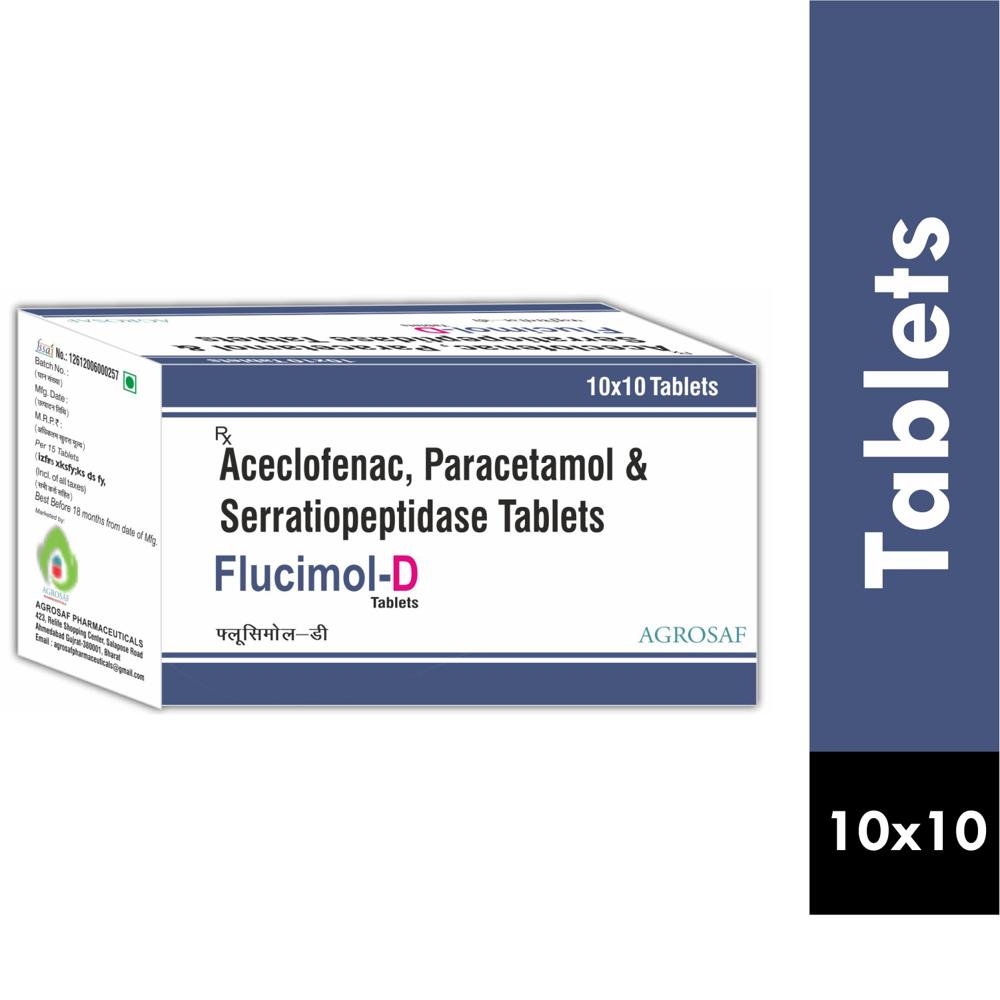 FLUCIMOL D TABLET - Aceclofenac 100 Mg + Paracetamol 325mg+ Serratiopeptidase 15mg