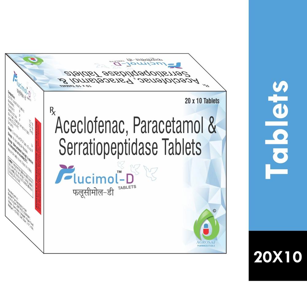 FLUCIMOL D TABLET 20X10 - Aceclofenac 100 Mg + Paracetamol 325mg+ Serratiopeptidase 15mg