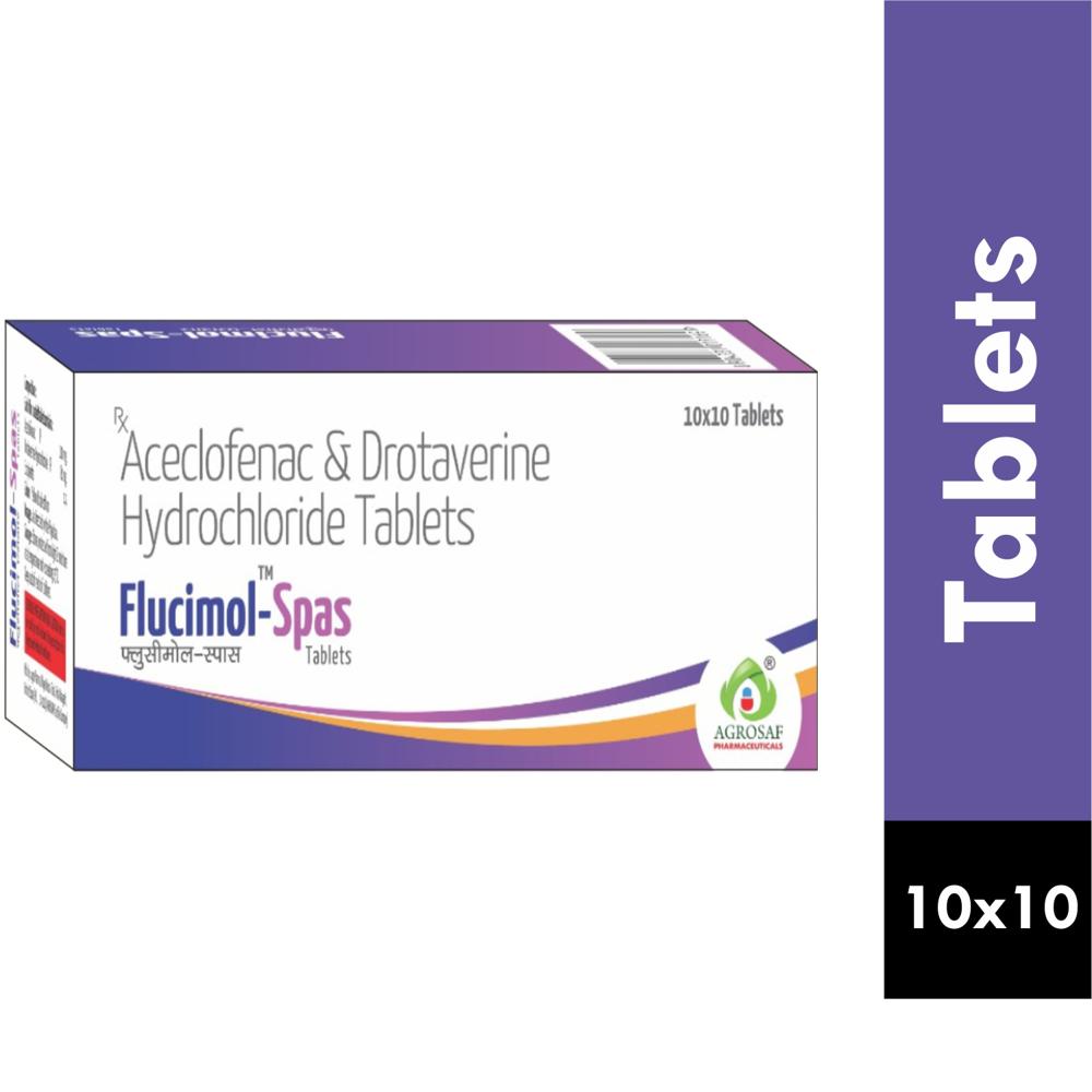 Flucimol Spas Tablet - Aceclofenac 100mg & Drotaverine 80mg Tablet - Storage Instructions: Dry And Cool Place
