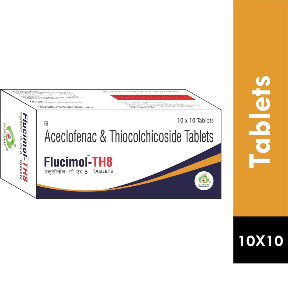 FLUCIMOL TH 8 TABLET - Aceclofenac (100mg) + Thiocolchicoside (8mg)