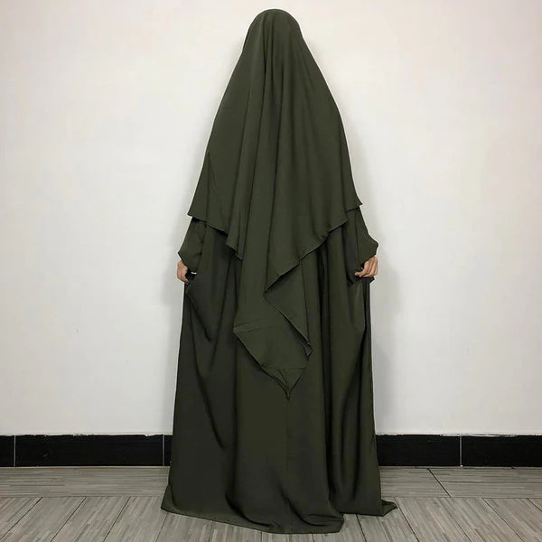 Two Piece Knee Length Jilbab Khimar and Skirt muslim abaya