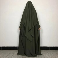 Two Piece Knee Length Jilbab Khimar and Skirt muslim abaya