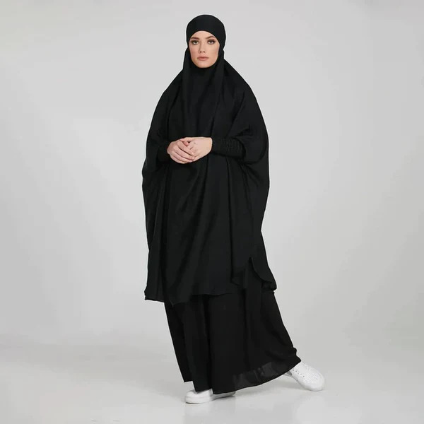 Two Piece Knee Length Jilbab Khimar and Skirt muslim abaya