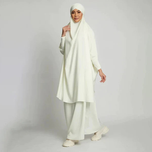 Two Piece Knee Length Jilbab Khimar and Skirt muslim abaya