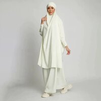 Two Piece Knee Length Jilbab Khimar and Skirt muslim abaya