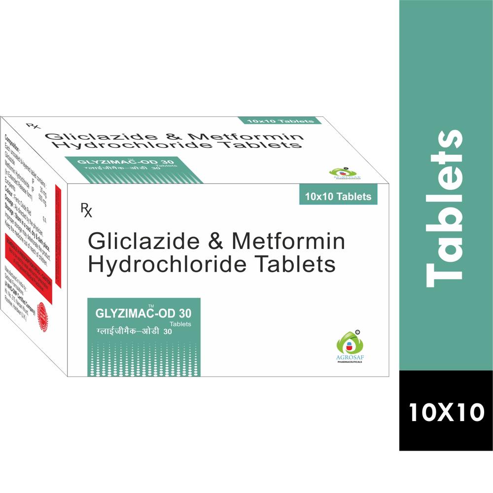 GLYZIMAC OD 30 TABLET - Gliclazide 30mg +metfomin Hydrochloride 500mg Tablet