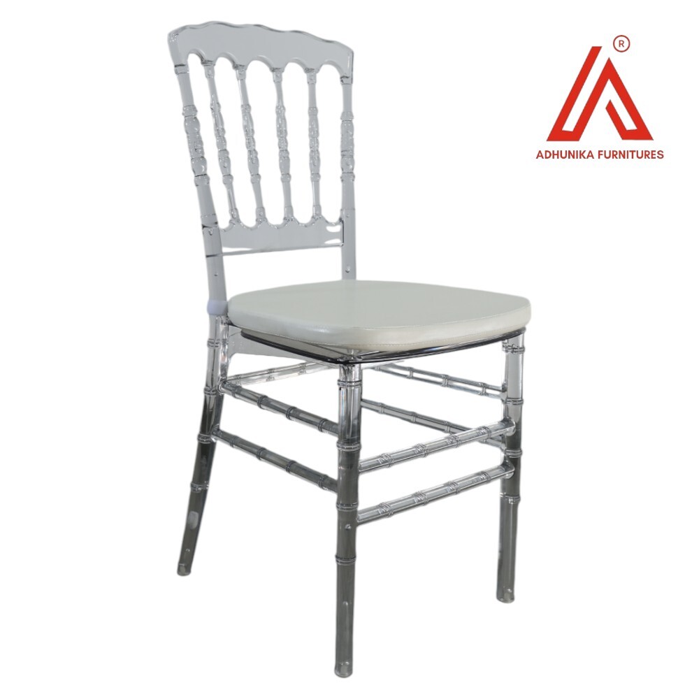 Transparent Crystal Chiavari Chair with White Cushion a   Premium Banquet & Wedding Seating