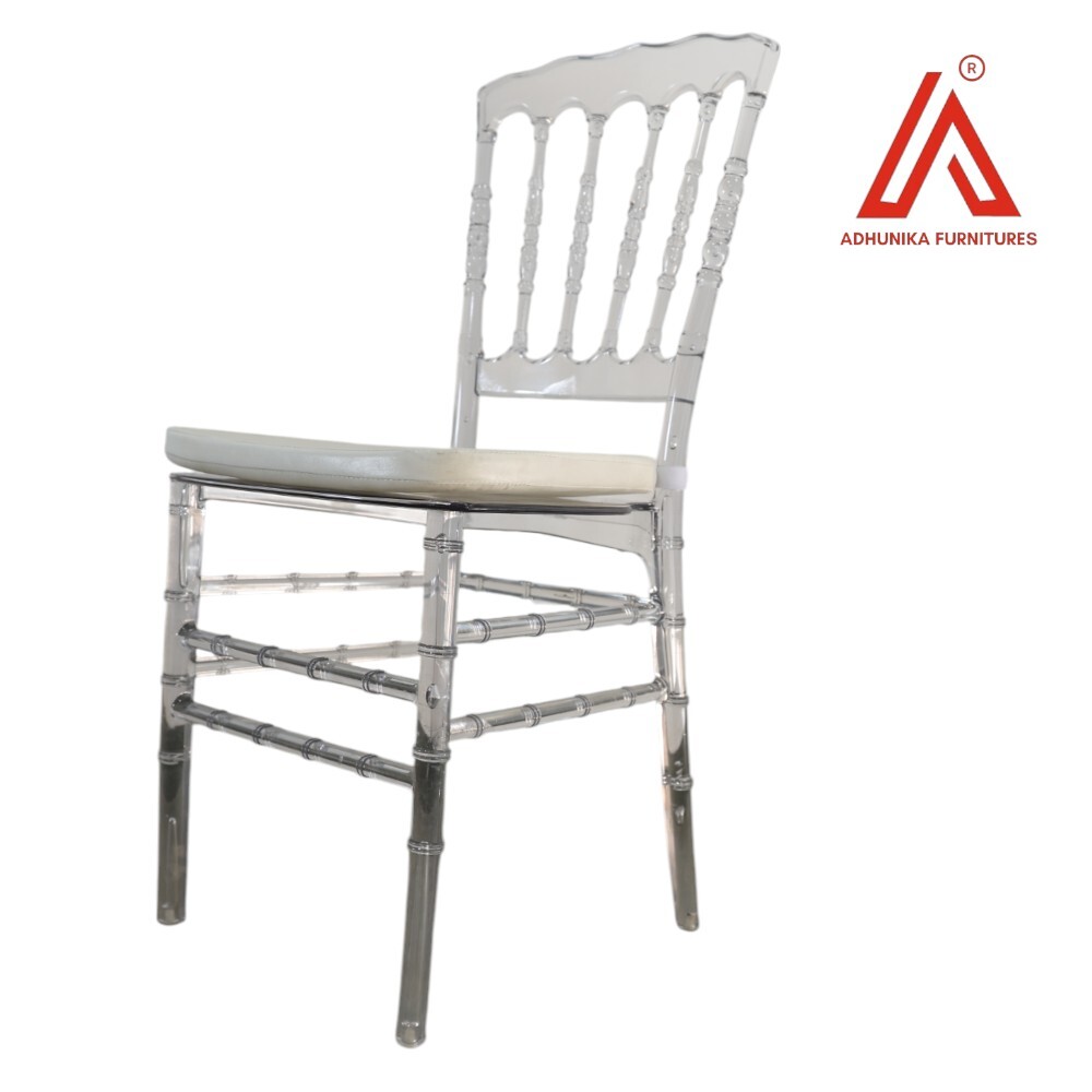 Transparent Crystal Chiavari Chair with White Cushion  Premium Banquet & Wedding Seating