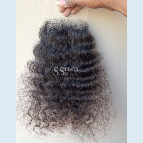 Natural Curly 4x4 Closure Lace Sew In Free Part | Virgin Human Hair For Wigs Indian Wholesaler