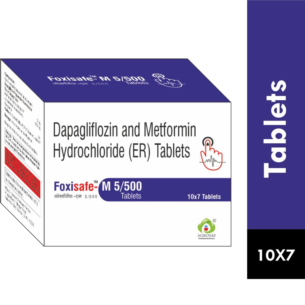 FOXISAFE-M 5/500 TABLET - Dapagliflozin 5mg+ Metformin (ER) HCl 500mg Tablet