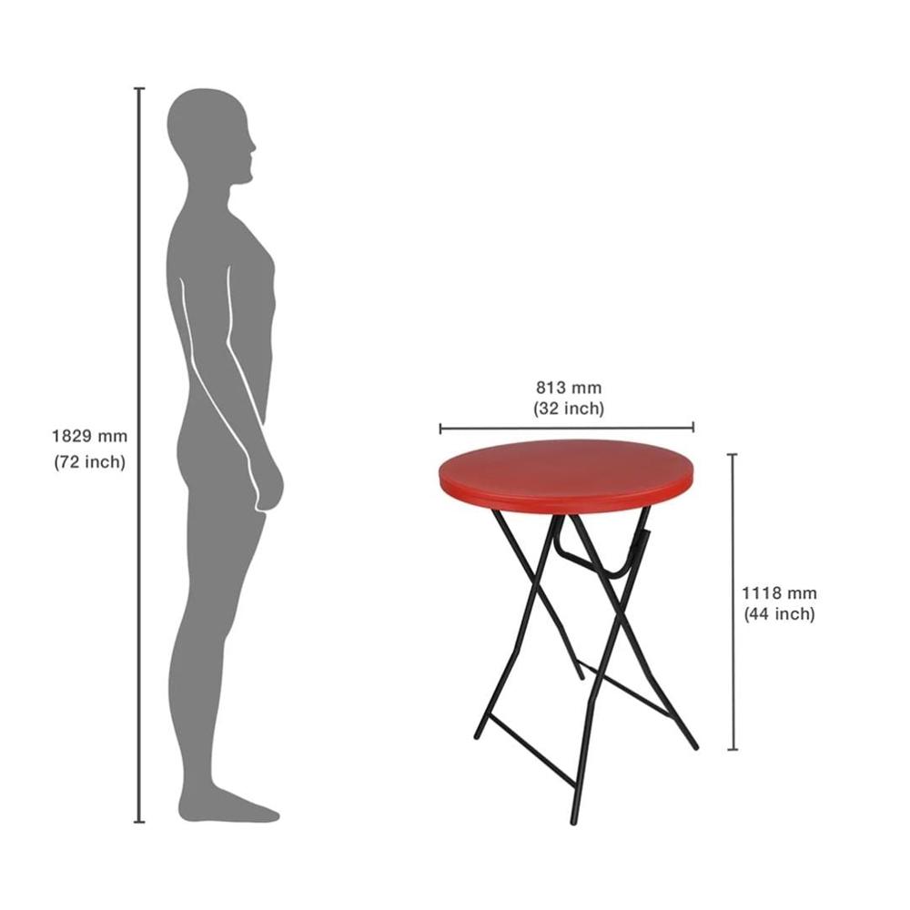 Supreme Cafe Table - Metal, 807mm Diameter X 1118mm Height, Red, Eco-friendly, Smooth Finish, Non-folding, Warranty Included