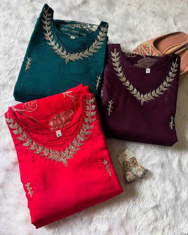 Lucknowi Kurta Pant & Dupatta Set