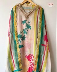 Unstitched organza salwar suit set